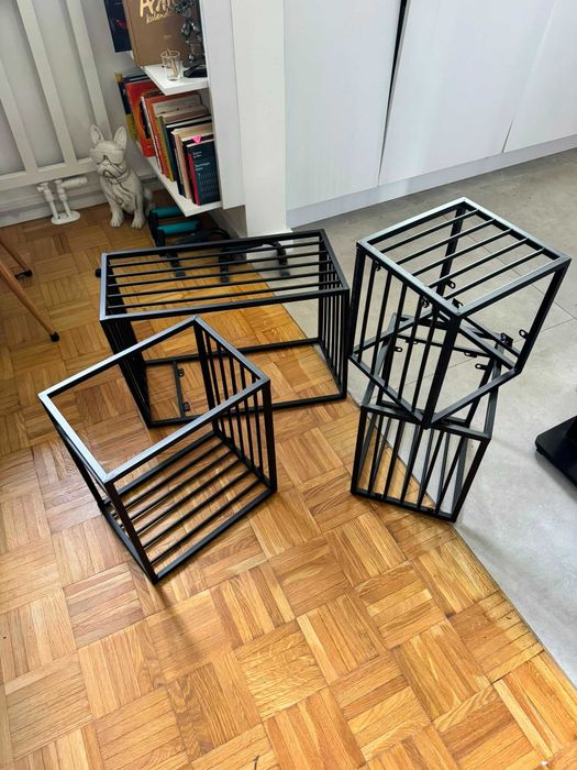 Regał modułowy metalowy czarny – nowy – na książki / loft