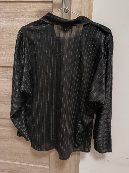 Damska czarna bluzka koszula na guziki z kołnierzykiem