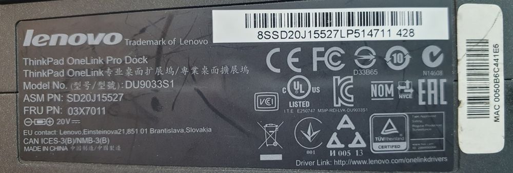 Док станція Lenovo DU9033S1 One Link Pro Dock