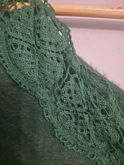 Sweter butelkowa zieleń xl dekold z koronką nowy