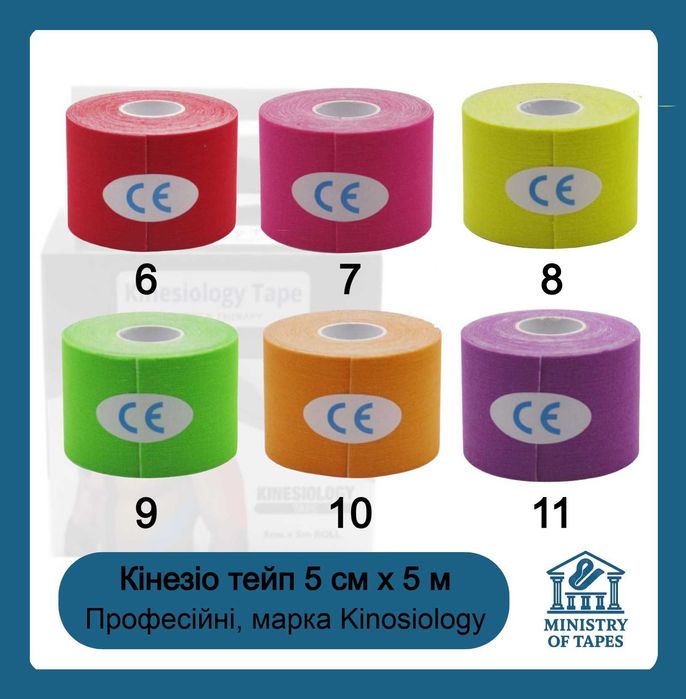 НАЙКРАЩА ЦІНА!  Кінезіо тейп 5 см × 5 м