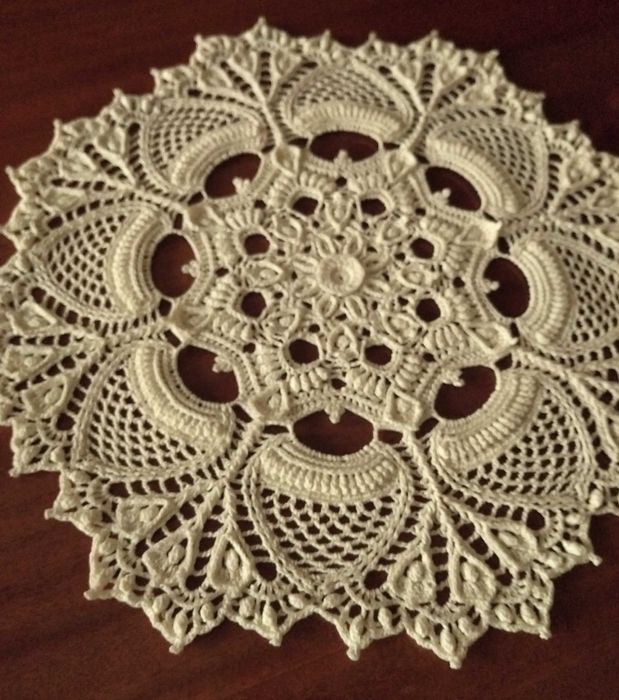 Серветка гачком салфетка 43см крючком колір топленого молока,молочний.