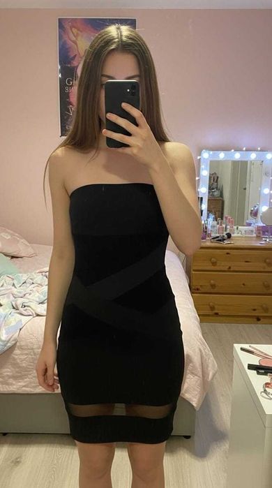 Shein czarna sukienka bandażowa mini (711)