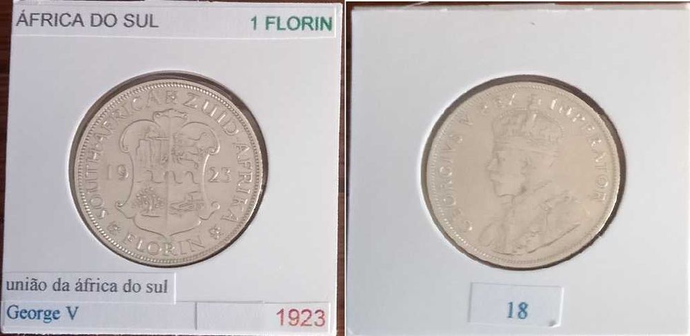 África do Sul - - - 1 Florin  - 1923 - - - Moeda de Prata