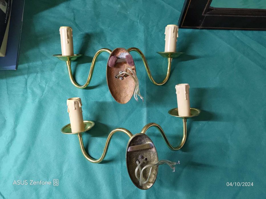 Candeeiros de parede vintage em latão, muito bom estado