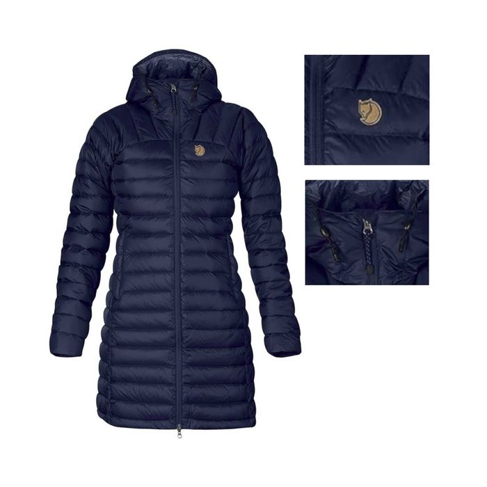 Kurtka FJÄLLRÄVEN Parka Snow Flake W Damska Puchowa Kaptur Dark Navy M