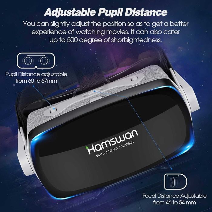 Gogle VR 3D z słuchawkami – regulacja IPD i ogniskowej 807