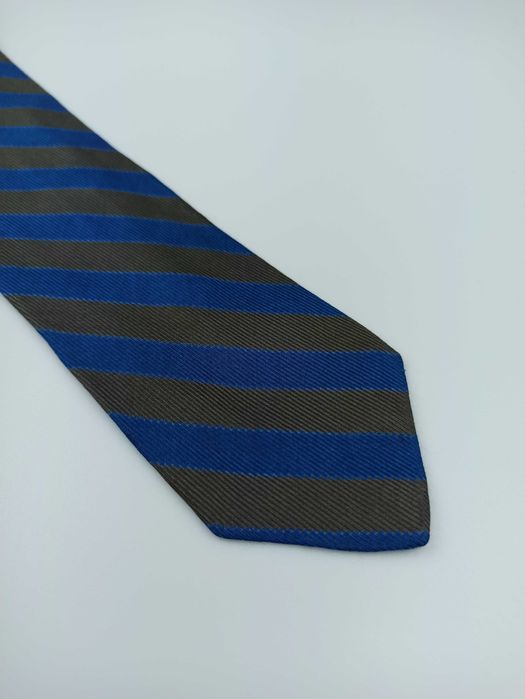 Emporio Armani brązowy jedwabny krawat w paski q13