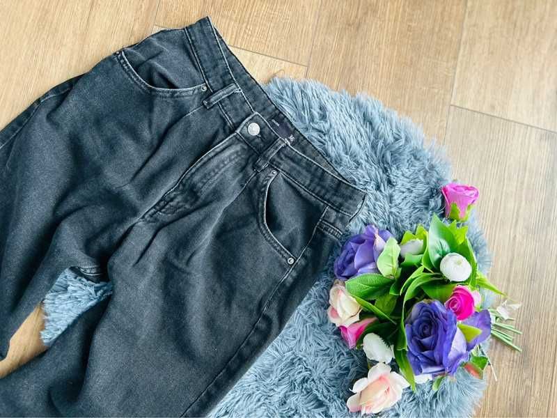 Czarne spodnie wiosenne baggy jogger s 36 ściągacze gumki