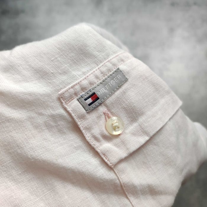 MĘSKA PREMIUM Koszula Letnia Krótki Rękaw Tommy Hilfiger LEN Lniana