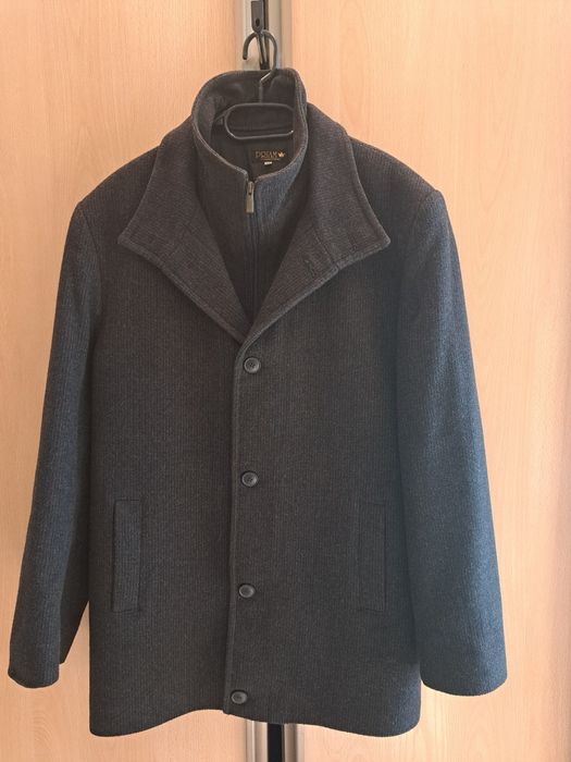 Elegancka kurtka męska krótki płaszcz, odpinany kołnierz, stan idealny