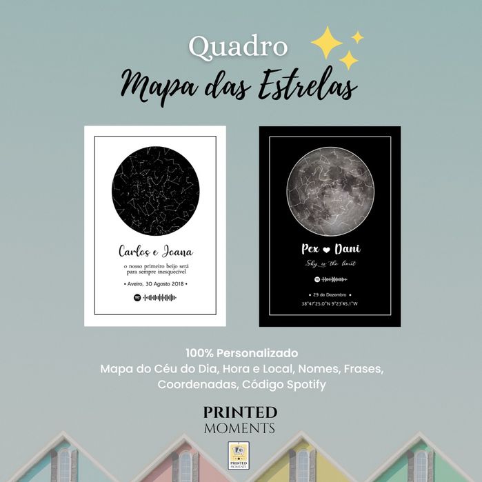 Placa Spotify + led + mapa das estrelas (presente natal)