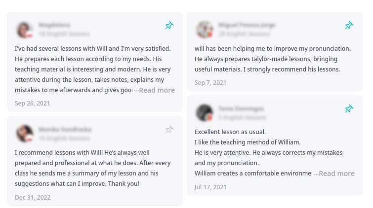 Aulas particulares de inglês, para adultos.