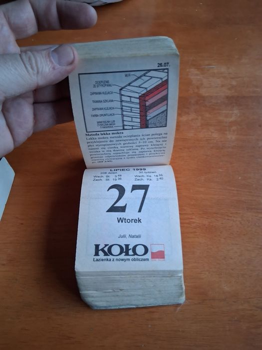 Kartki z kalendarza 1999  super ponysl na prezent