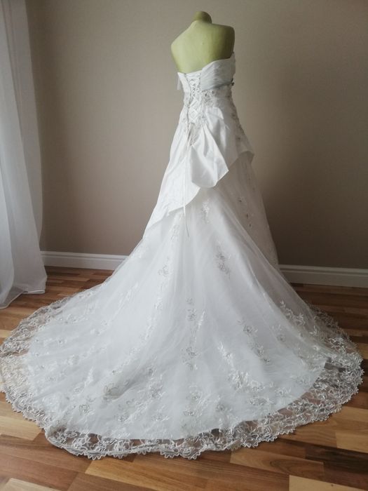 Suknia ślubna Tom Flowers cudowny tren haftowany oryginał 36/38