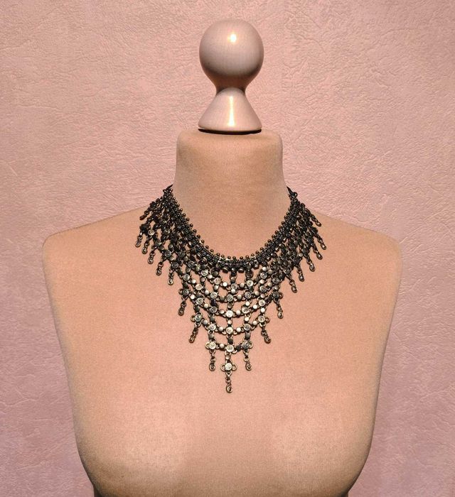 Шикарное винтажное латунное колье-чокер в стиле бохо.