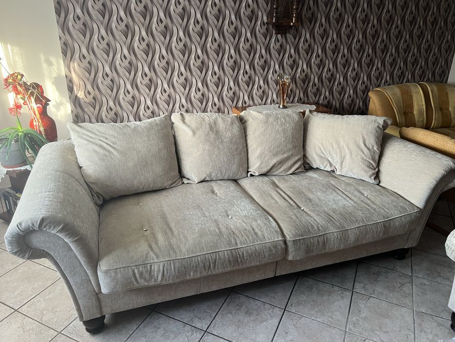 Zestaw wypoczynkowy kanapa 350 cm 2 razy fotel plus pufa glamour welur