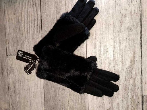 Rękawiczki Nowe Hit czarne futerko M