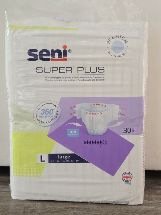 Pieluchomajtki Seni Super Plus r. L , 30 sztuk, nowe opakowanie