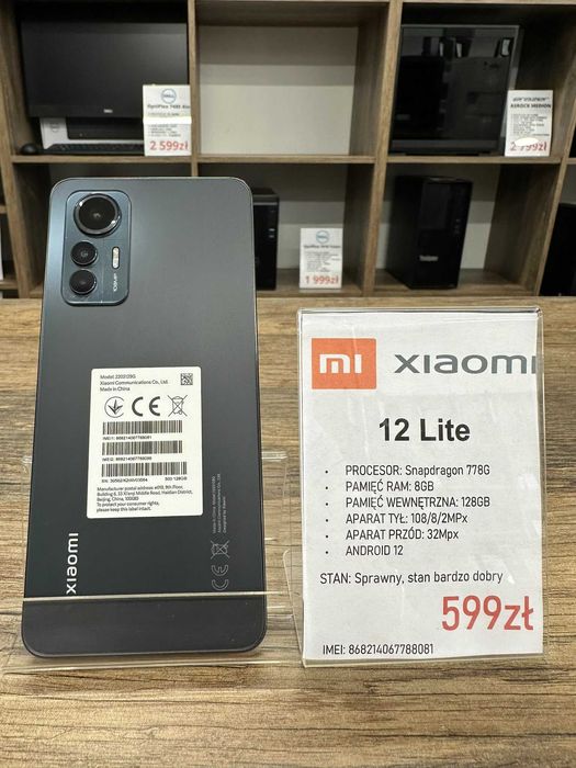 Smartfon Telefon Xiaomi 12 Lite 8/128GB czarny + etui stan bdb gwarancja