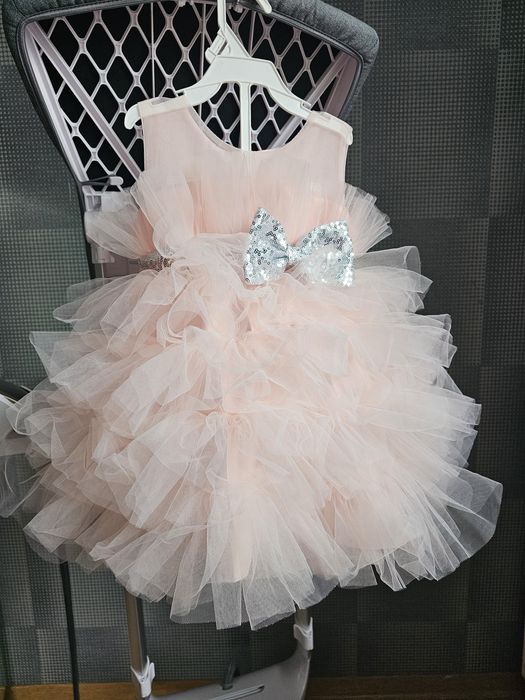 Супер пишна дитяча рожева персикова малинова сукня на 1 2 3 4 5 р