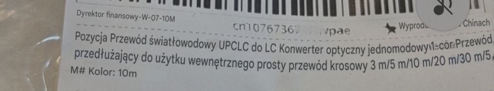 Przewody Światłowód UPCLC przewód krosowy 250m Lacznie