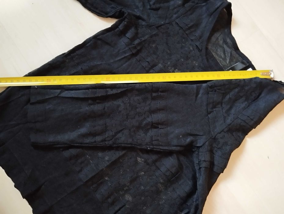 koronkowa bluzka z długim rękaw S h&m gotycka rock transparent ażur