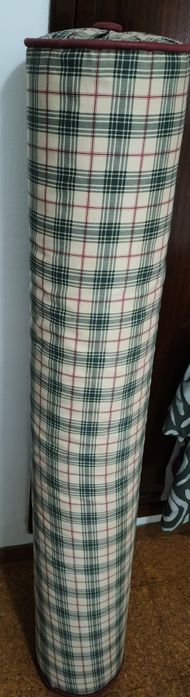Rolo de Cama de casal - Padrão Loneta Xadrez Branco