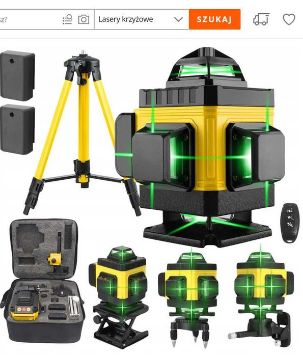 Poziomica laserowa 4d 16lini krzyżowych 360 laser zestaw statyw