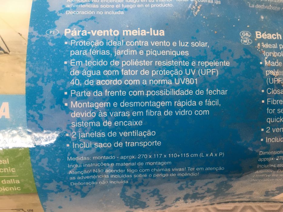 Pára-vento praia meia lua Crivit