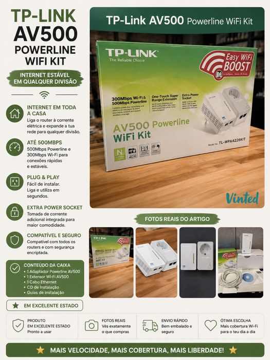 Powerline TP-LINK TL-WPA4226 KIT (AV500 - N300 - Passthrough)
