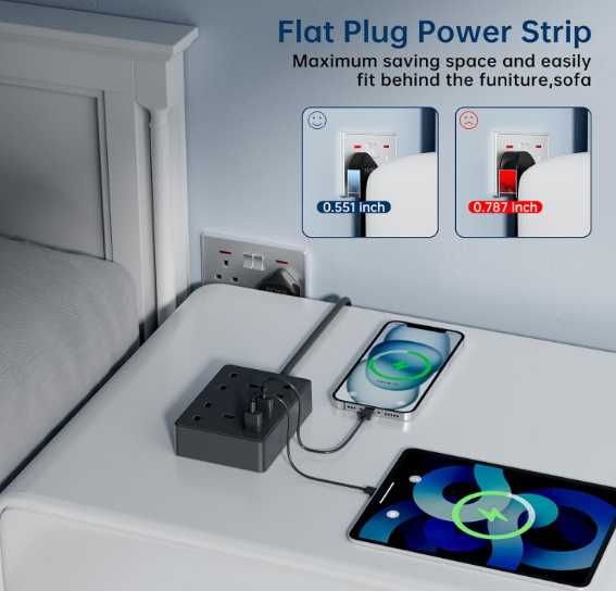 Przewód przedłużający KEMELO z 3gniazdami angielskimi
