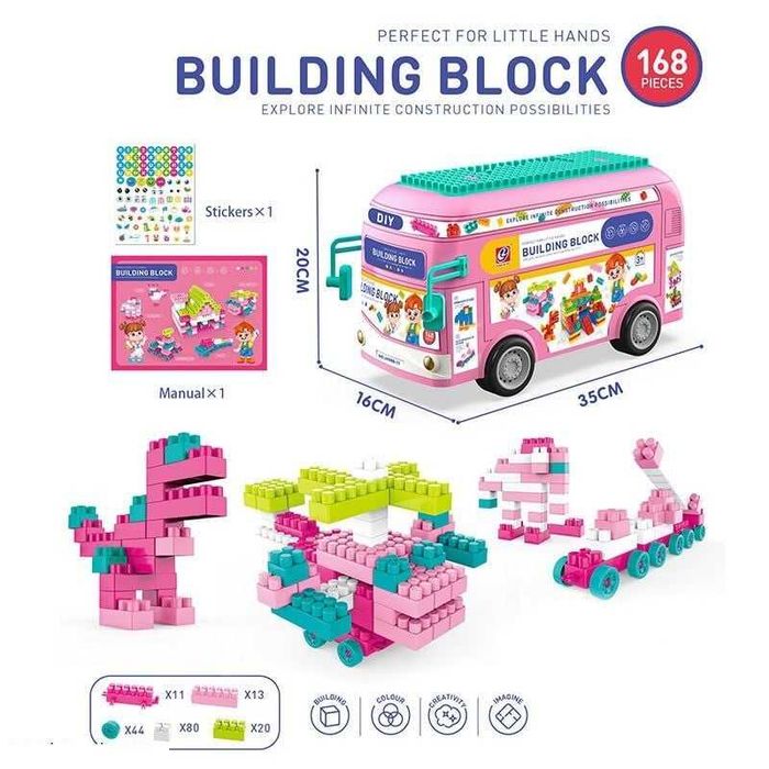 Конструктор крупні деталі “Автобус”, 168 дет, у боксі