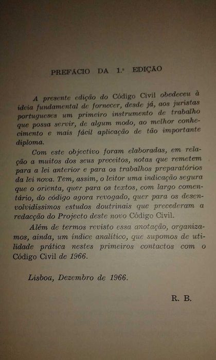 Código Civil Português, 1967 - 2ª edição - colecionável