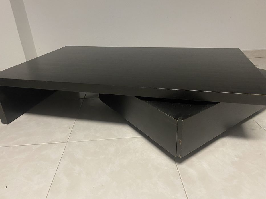 Mesa centro madeira castanho escuro com gaveta amovível