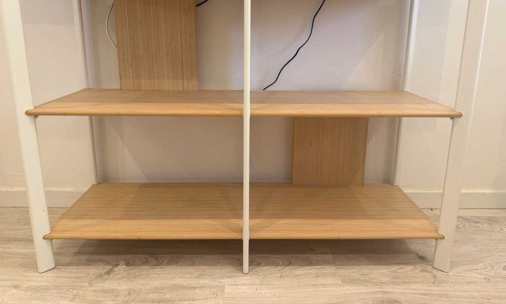Oportunidade!!! Estante rack TV branca metal e madeira usada apenas 4 meses!