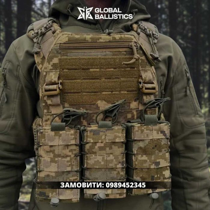 Плитоноска Warmor Gen.3 Pro ПІКСЕЛЬ + 3 підсумки під АК. Кордура.