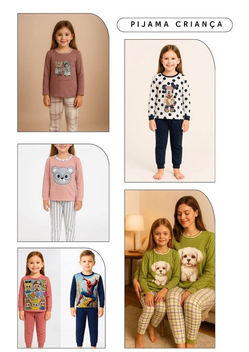 Pijamas de menina  e senhora cardados ( mãe e filha iguais)