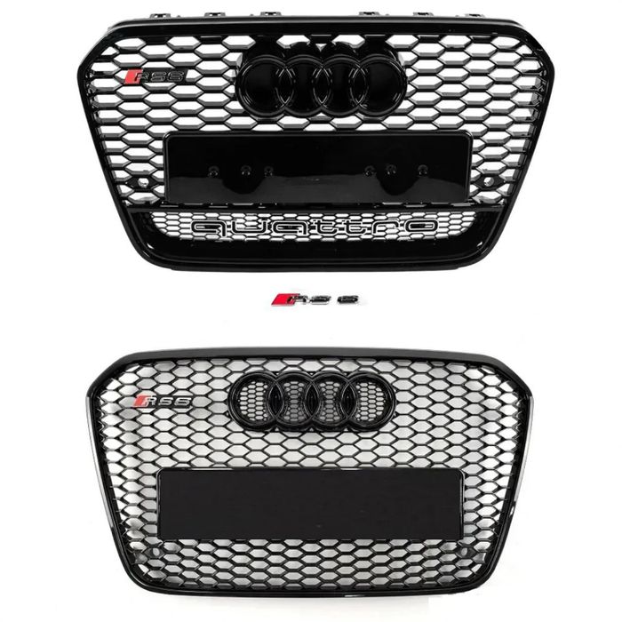 Решітка радіатора переднього бампера Audi A6 / S6 C7 2012-2016 стиль RS6 / S6 Quattro чорний глянець / хром