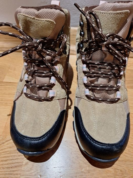 Buty trekkingowe skórzane brązowe, rozmiar 37