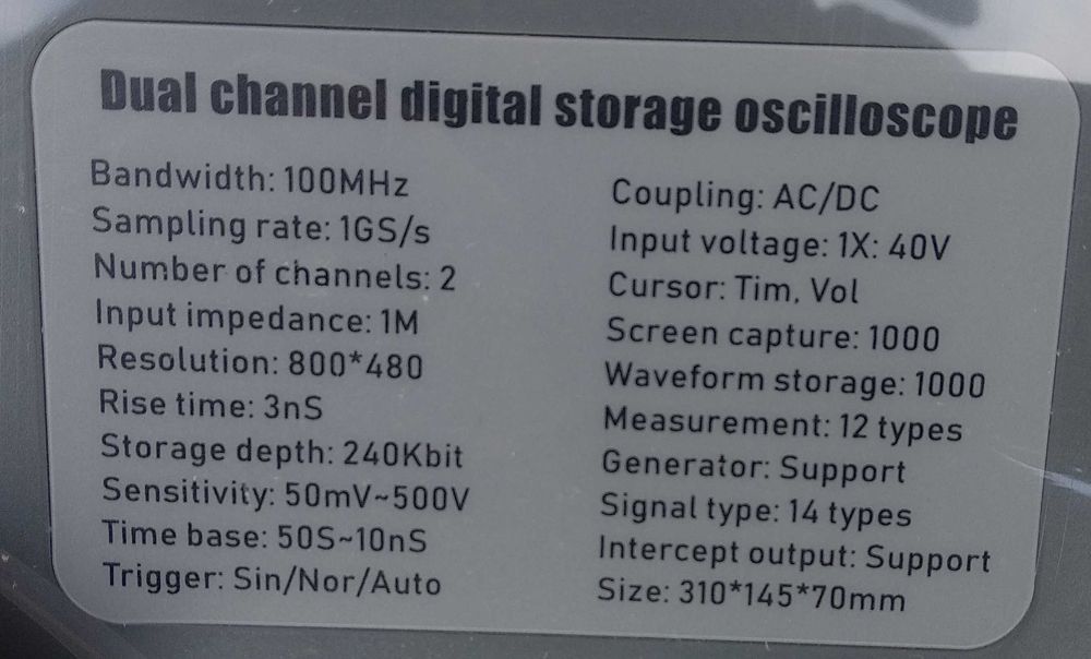 Цифровой двухканальный осциллограф 100 МГц_2 . Автодиагностика.