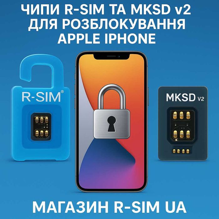 Розблокування Apple iPhone/R-SIM-QPE-E-SIM-TMSI-MKSD V1.9.19-IOS18+Чіп