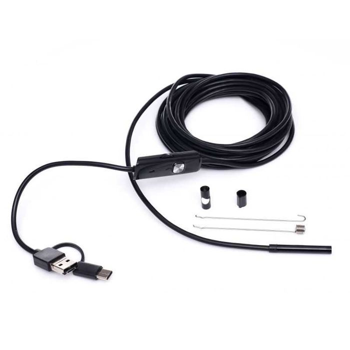 KAMERA ENDOSKOPOWA inspekcyjna USB 3w1 wodoodporna kabel 5m KD10412