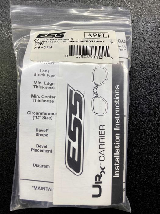 Діоптричні вставки ESS URx Insert для ESS Crossbow, Profile NVG. USA