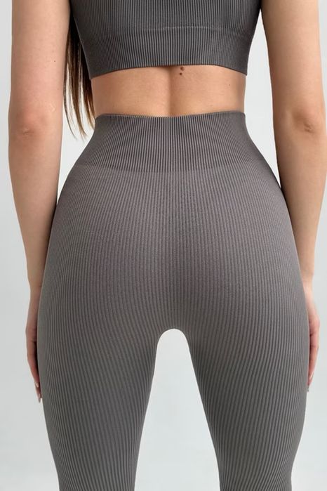 ‼️ЛОСІНИ‼️в рубчик графіт, сірий. Без пушап, безшовні легінси