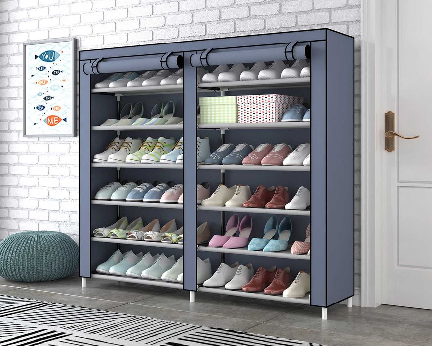 Тканинна подвійна полиця-шафа стелаж для взуття  Shoe Cabinet 6х2 пол.