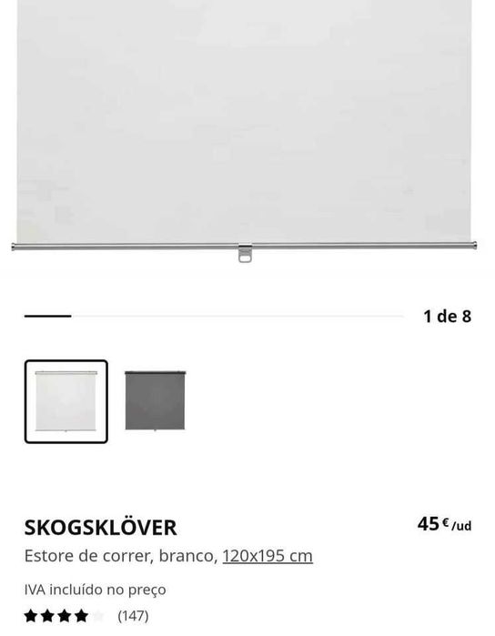 Vendo estore da Ikea modelo SKOGSKLÖVER, branco.