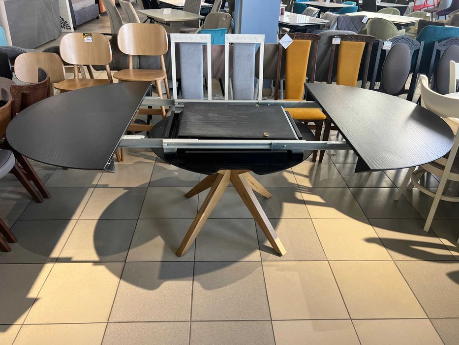 Стіл Нова Д130+50+50 круглий розкладний кухонний у вітальню в гостинну