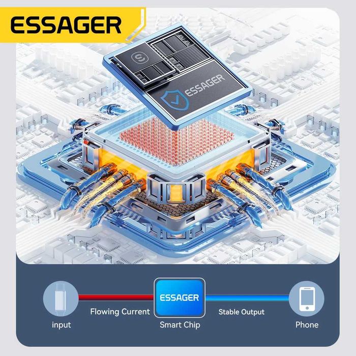 Кабель для Швидкої зарядки Essager 120W (USB - Type C) 1м з Дисплеєм. Для зарядки телефонів Супер Швидкою зарядкою 120W-33W від Xiaomi, Redmi, POCO