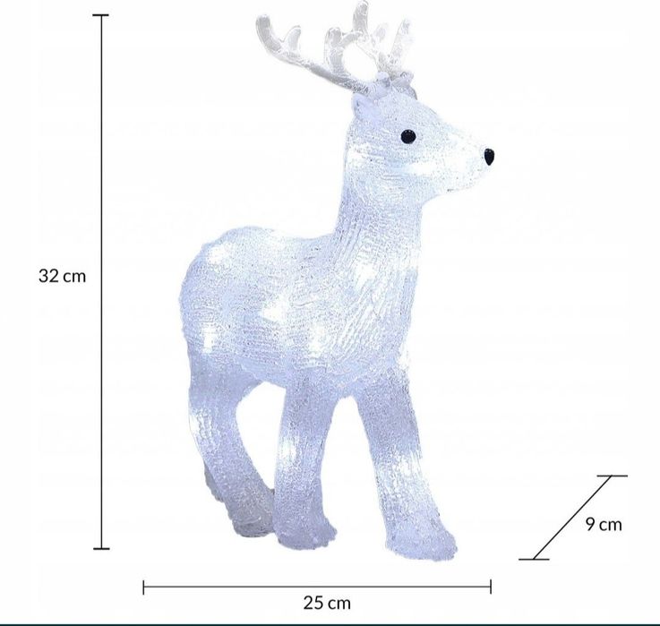Nowy duży renifer jelonek akrylowy dekoracja świąteczna led świeci